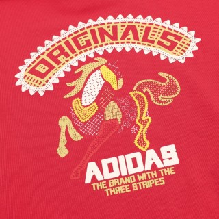 Adidas Originals Red CNY Hoodie with Three Stripes view 8
