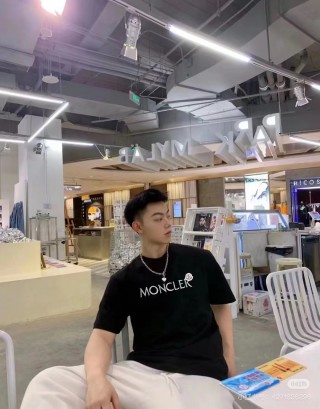 Moncler Logo Print Black T-Shirt view 3