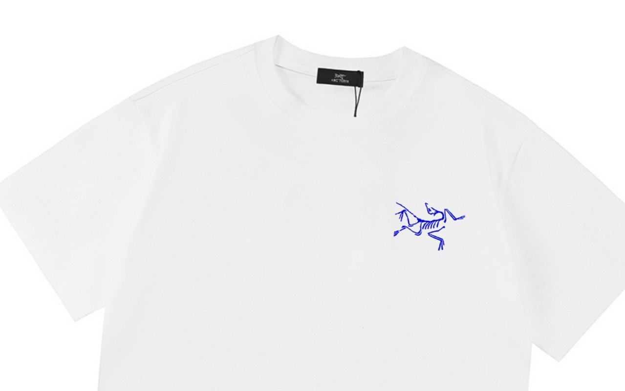 White Classic T-Shirt with Blue Graphic Print view