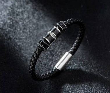 Swarovski Black Braided Leather Bracelet with Crystal Charm view 7