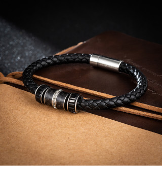 Swarovski Black Braided Leather Bracelet with Crystal Charm view 9