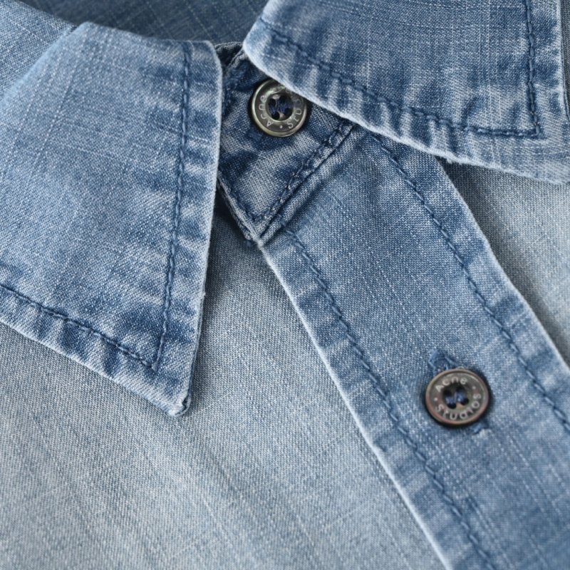 Light Blue Denim Button-Up Shirt view