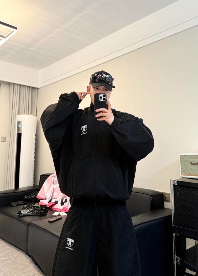 Lamborghini Black Track Pants with Shield Logo