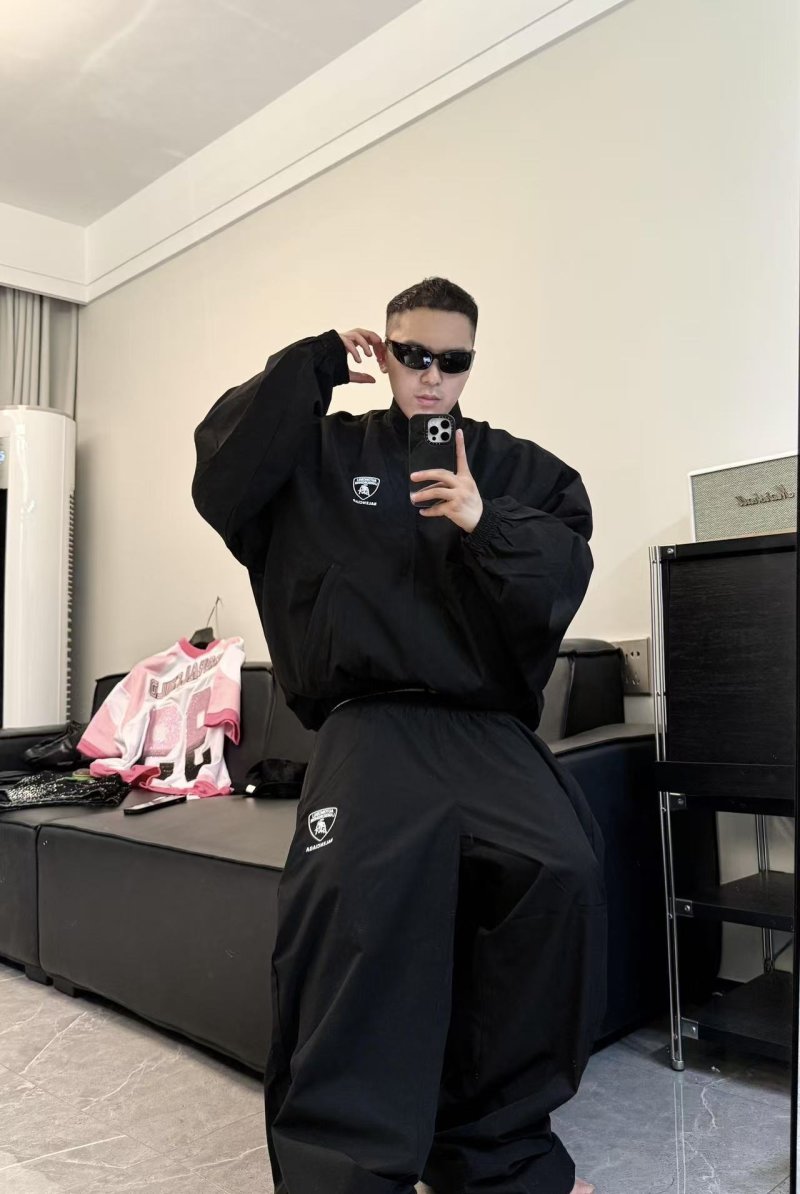 Lamborghini Black Track Pants with Shield Logo view