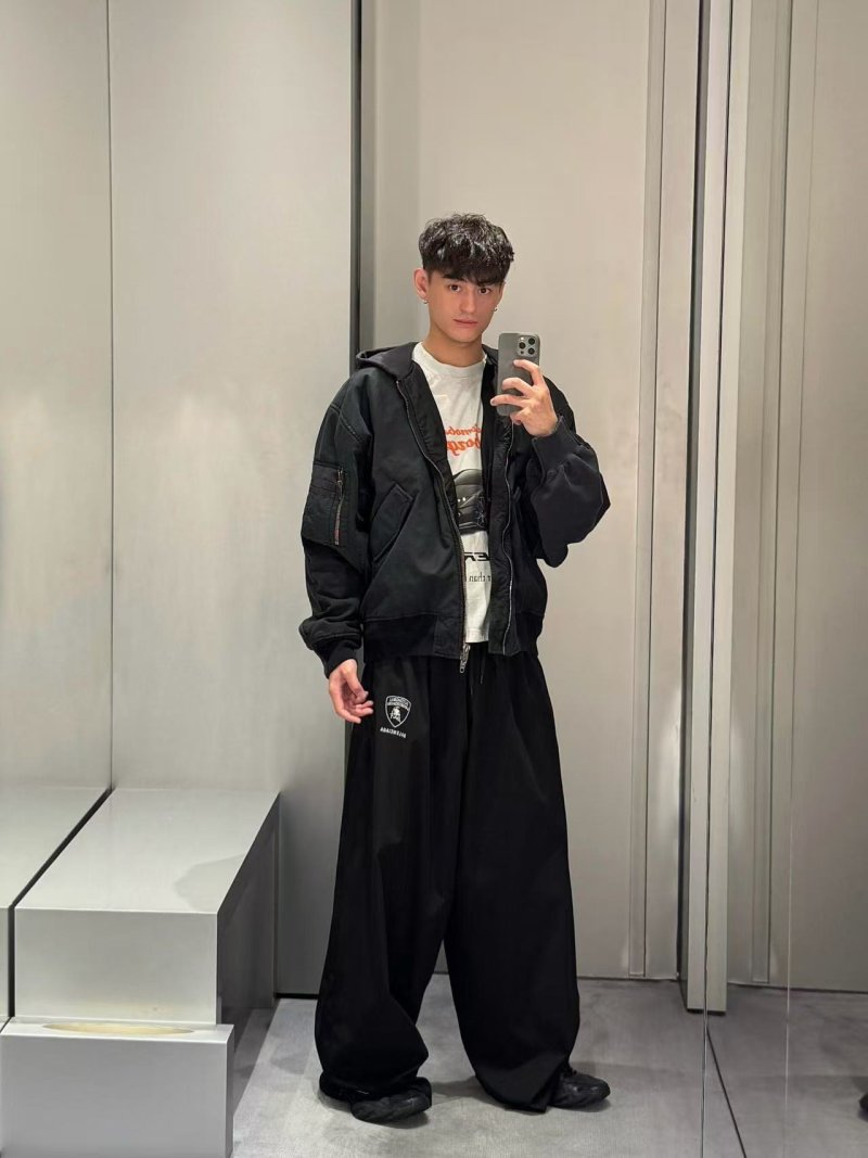 Lamborghini Black Track Pants with Shield Logo view