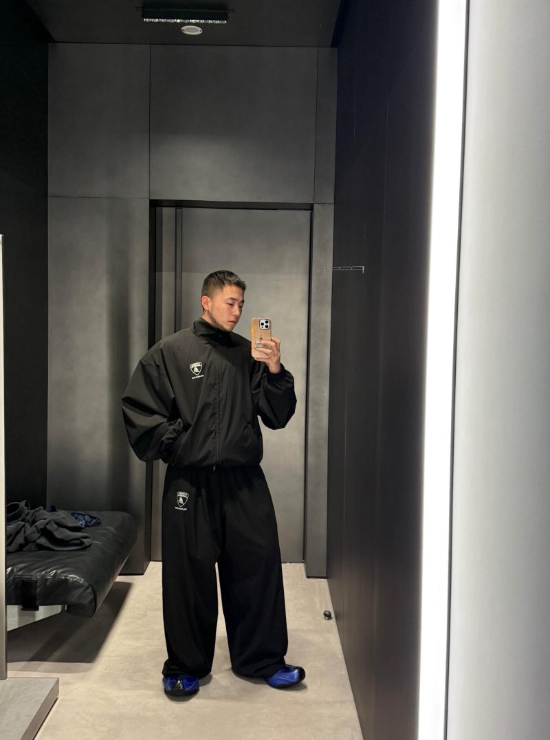 Lamborghini Black Track Pants with Shield Logo view