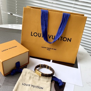 Louis Vuitton Monogram Canvas Double Layer Leather Bracelet with Lock Pendant