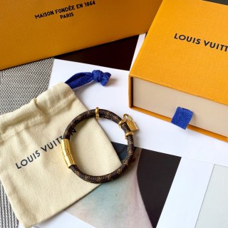 Louis Vuitton Monogram Canvas Double Layer Leather Bracelet with Lock Pendant view 2