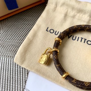 Louis Vuitton Monogram Canvas Double Layer Leather Bracelet with Lock Pendant view 8