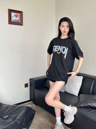 Fendi Logo Print Black T-Shirt view 8