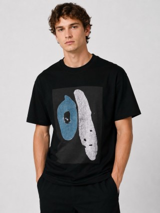 Essentials Black Abstract Graphic T-Shirt