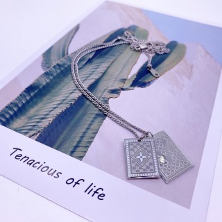 Louis Vuitton Playing Card Pendant Silver Necklace