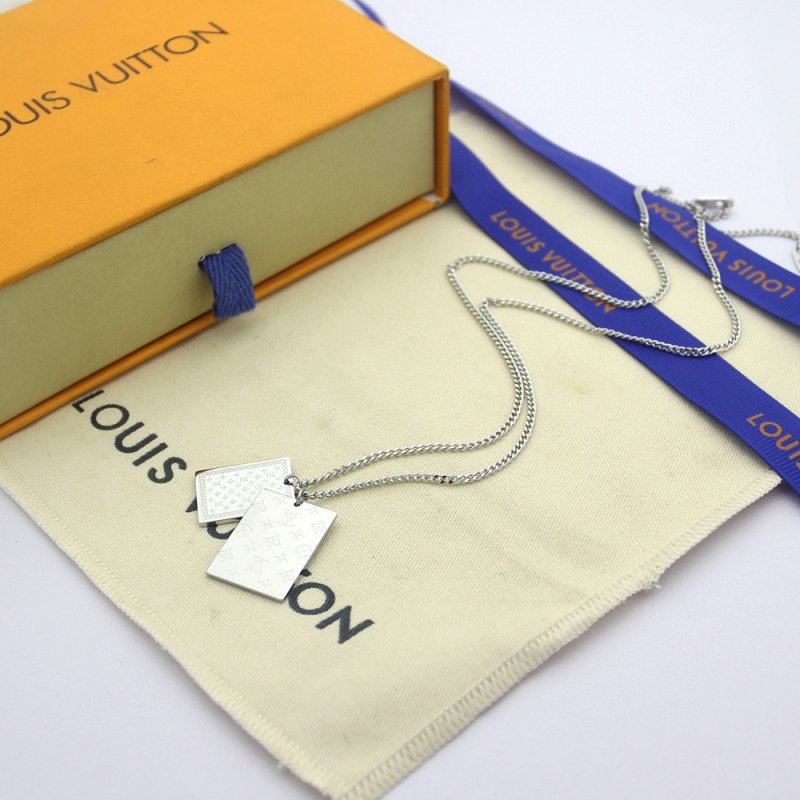 Louis Vuitton Playing Card Pendant Silver Necklace view