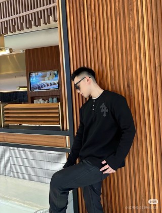 Chrome Hearts Black Cross Long Sleeve Henley T-Shirt view 2