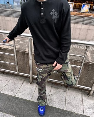 Chrome Hearts Black Cross Long Sleeve Henley T-Shirt view 5