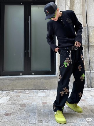 Chrome Hearts Black Cross Long Sleeve Henley T-Shirt view 6