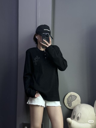 Chrome Hearts Black Cross Long Sleeve Henley T-Shirt view 7