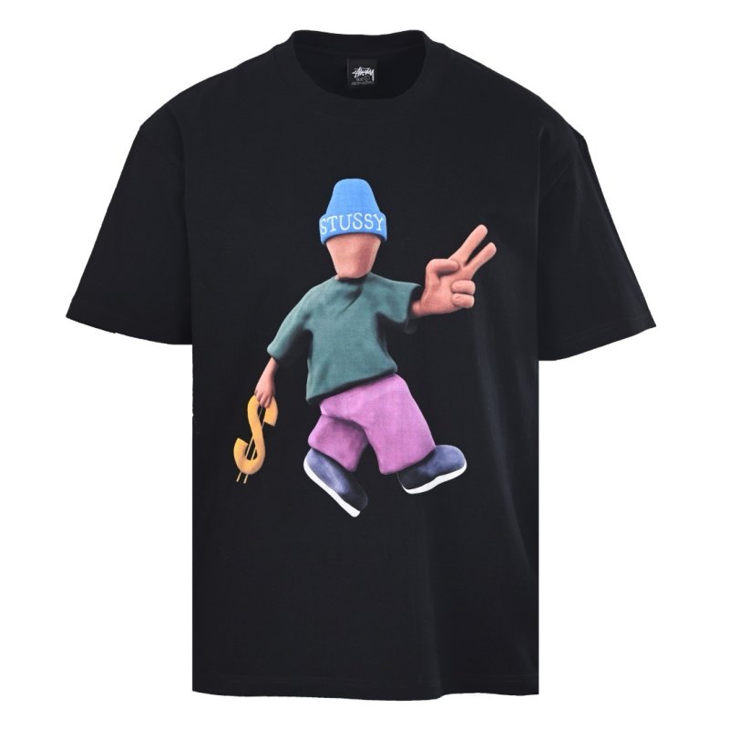 Stüssy Black Graphic Character Print T-Shirt view