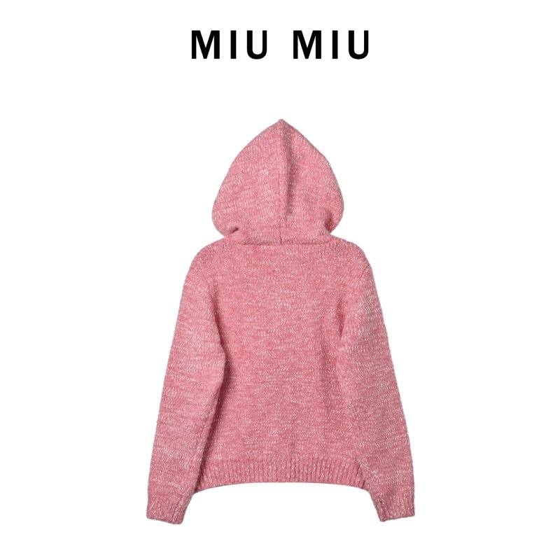 Miu Miu Pink Wool Blend Zip Cardigan view