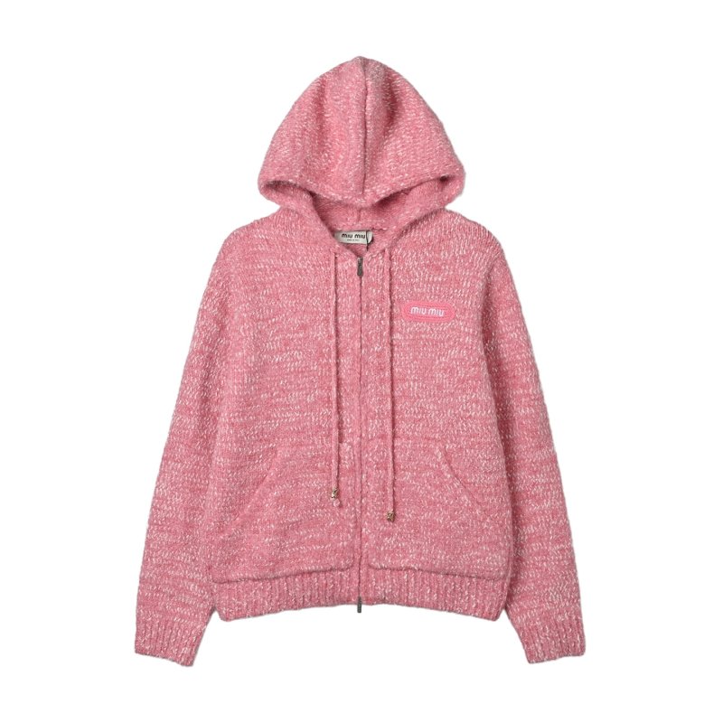 Miu Miu Pink Wool Blend Zip Cardigan view