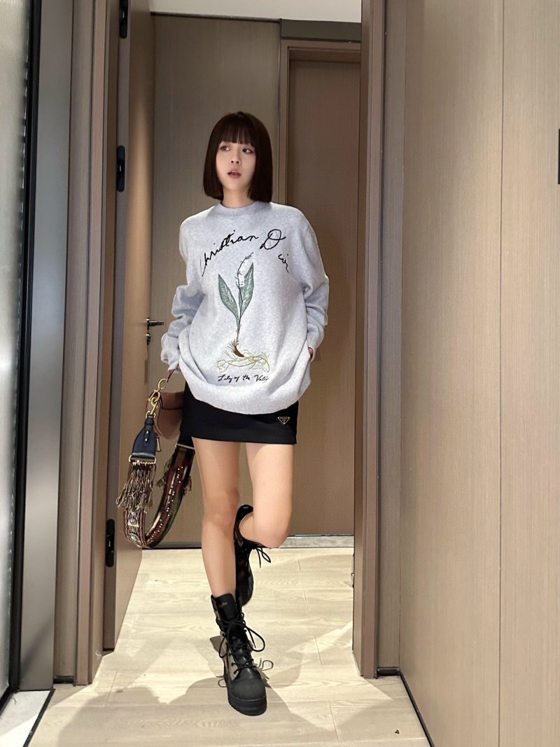 Cream Botanical Print Sweatshirt with Embroidered Text view