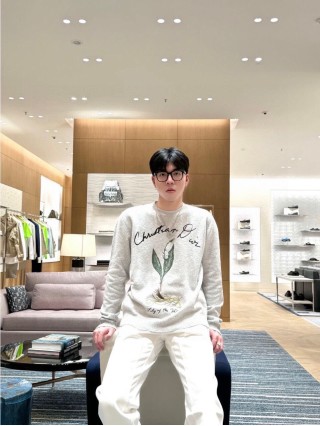 Cream Botanical Print Sweatshirt with Embroidered Text view 8