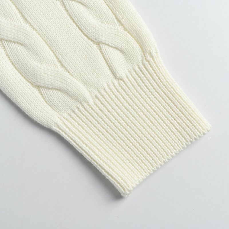 White Cable Knit Cardigan with Striped Sleeve Detail view