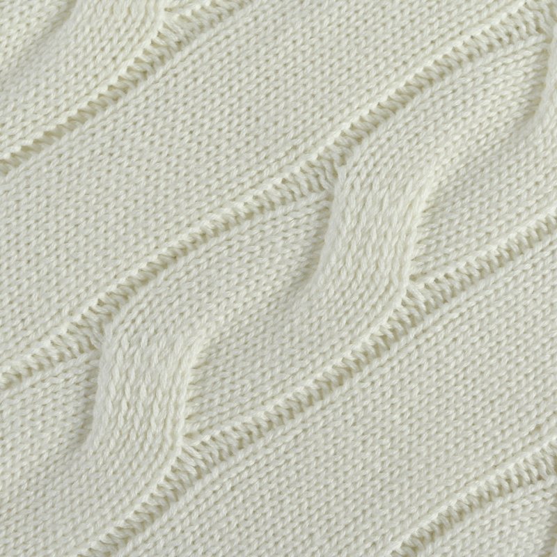 White Cable Knit Cardigan with Striped Sleeve Detail view