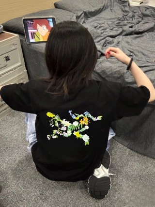 Black Floral Graphic Short Sleeve T-Shirt