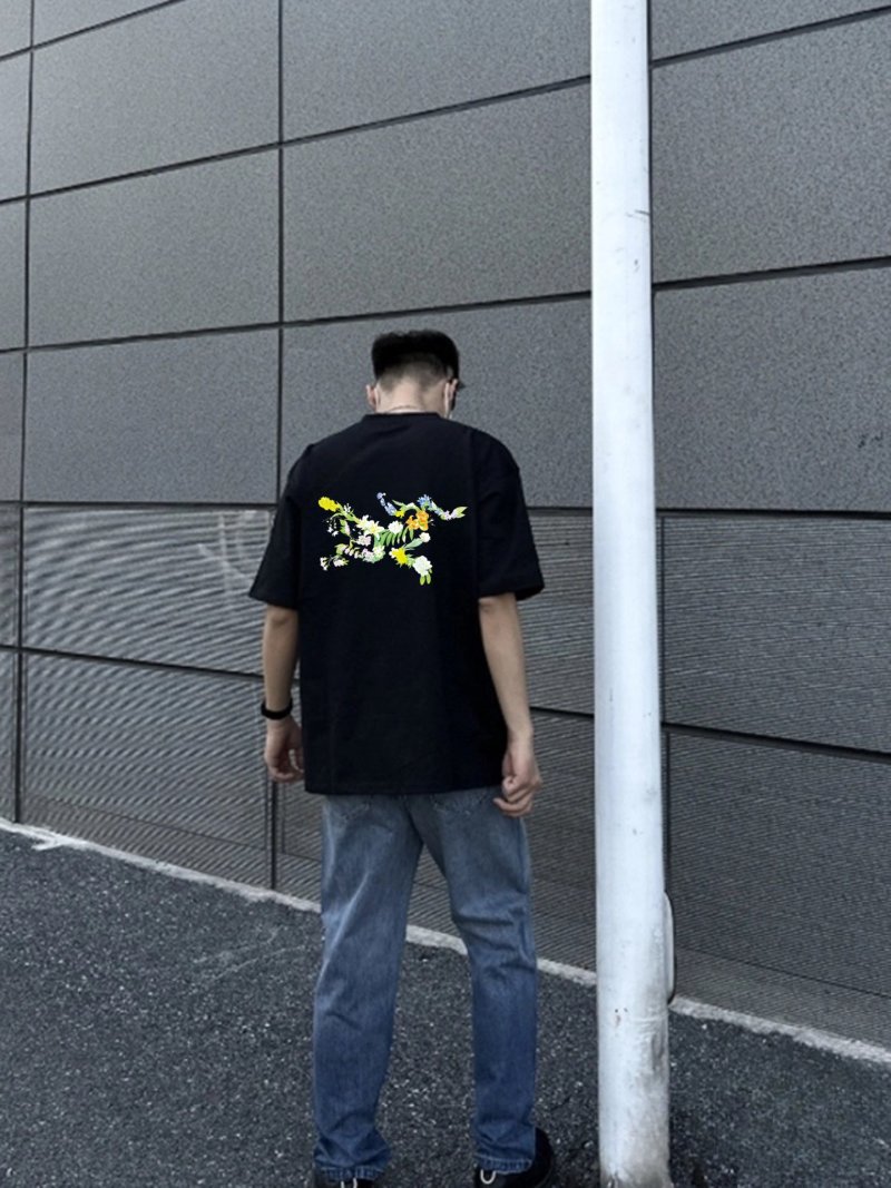 Black Floral Graphic Short Sleeve T-Shirt view