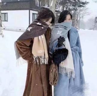 Louis Vuitton LV Gradient Monogram Wool Cashmere Scarf Camel & Brown view 5