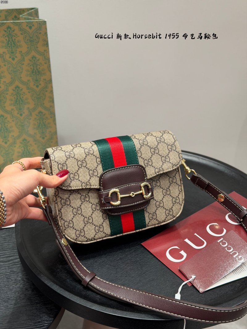Gucci Horsebit 1955 GG Canvas Shoulder Bag - Beige/Brown