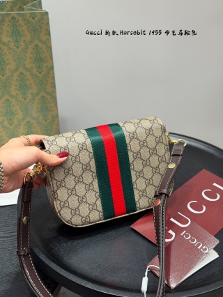 Gucci Horsebit 1955 GG Canvas Shoulder Bag - Beige/Brown view 6