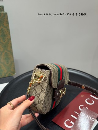 Gucci Horsebit 1955 GG Canvas Shoulder Bag - Beige/Brown view 7