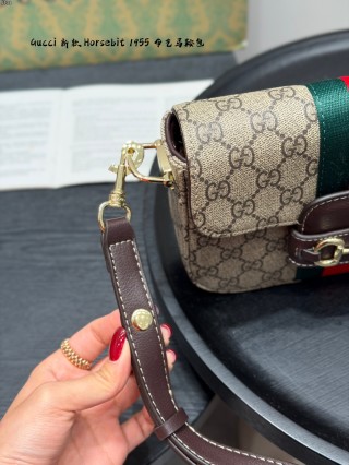Gucci Horsebit 1955 GG Canvas Shoulder Bag - Beige/Brown view 8