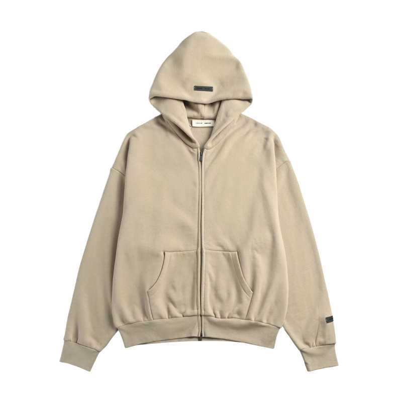 Essentials Beige Full-Zip Hoodie view