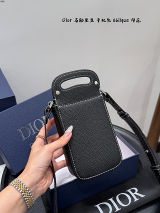 Dior Saddle Vertical Phone Bag Black Oblique Print view 4