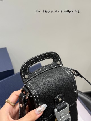 Dior Saddle Vertical Phone Bag Black Oblique Print view 7