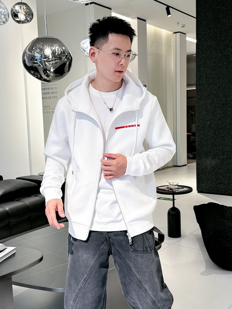 White Zip-Up Windbreaker Jacket with Colour-Block Detail
