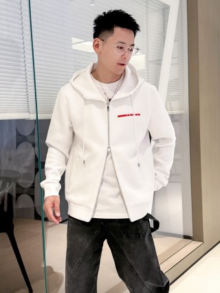 White Zip-Up Windbreaker Jacket with Colour-Block Detail view 2