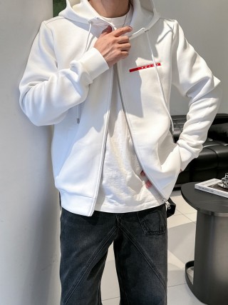 White Zip-Up Windbreaker Jacket with Colour-Block Detail view 3
