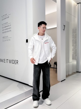 White Zip-Up Windbreaker Jacket with Colour-Block Detail view 5