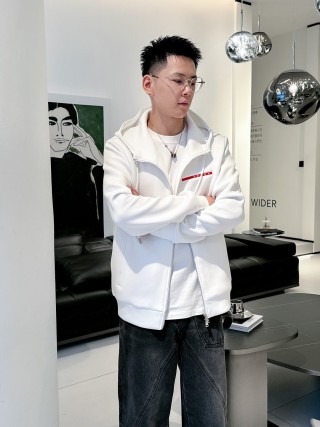 White Zip-Up Windbreaker Jacket with Colour-Block Detail view 7
