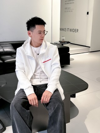 White Zip-Up Windbreaker Jacket with Colour-Block Detail view 8