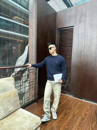 Burberry Navy Crew Neck Knit Sweater view 3