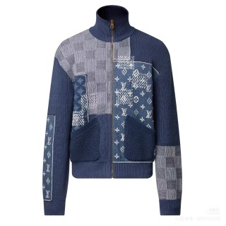 Louis Vuitton Monogram Patchwork Knit Zip Cardigan Navy view 2