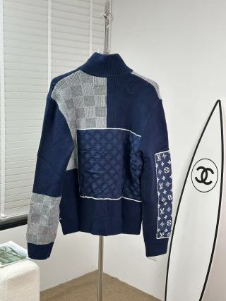 Louis Vuitton Monogram Patchwork Knit Zip Cardigan Navy view 4