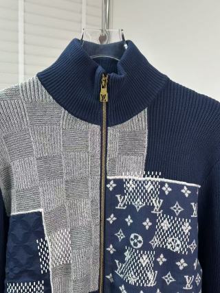 Louis Vuitton Monogram Patchwork Knit Zip Cardigan Navy view 6