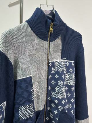 Louis Vuitton Monogram Patchwork Knit Zip Cardigan Navy view 7