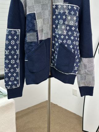 Louis Vuitton Monogram Patchwork Knit Zip Cardigan Navy view 8
